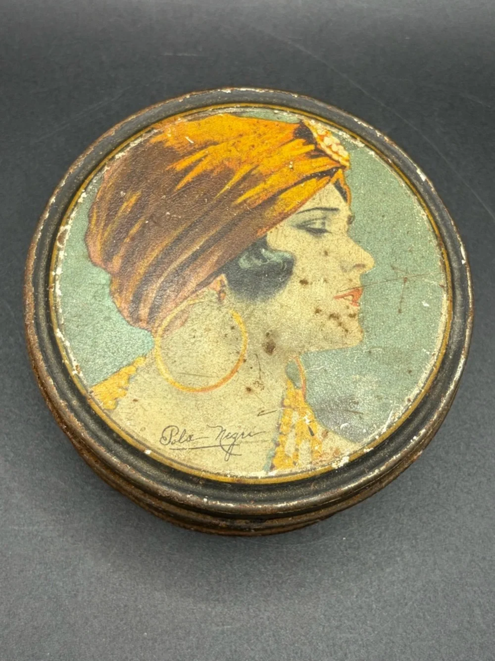 Vintage Henry Clive Beautebox Canco Tin Pola Negri, Silent Film Memorabilia